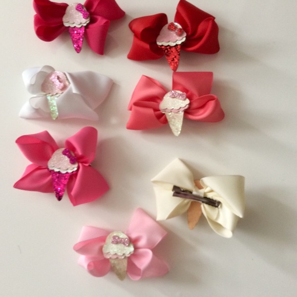 7 ICE CREAM 🍦 Girl Bow hair clips - Picture 4 of 4